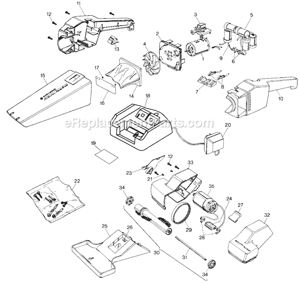 Page A Diagram and Parts List for 9334A Type 3 Black and Decker Hand Vacuum